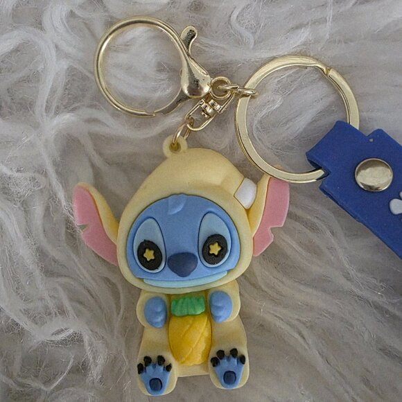 NWOT Disney Stitch Rubber Keychain with Labeled Loop, Yellow - Picture 3 of 6